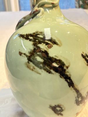 A Chinese 'Faux-Marble' celadon-ground vase with a copper-red-decorated chilong in relief, Qianlong mark and of the period — photo 19