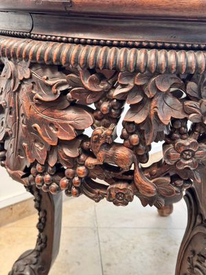 A Chinese finely carved hongmu marble top oval table, Canton, 19th C. — photo 23