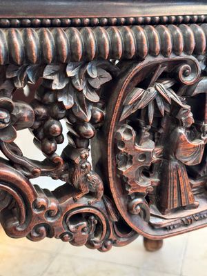 A Chinese finely carved hongmu marble top oval table, Canton, 19th C. — photo 26