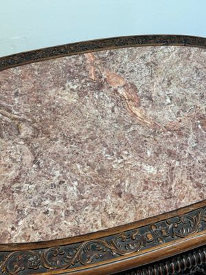 A Chinese finely carved hongmu marble top oval table, Canton, 19th C. — photo 3