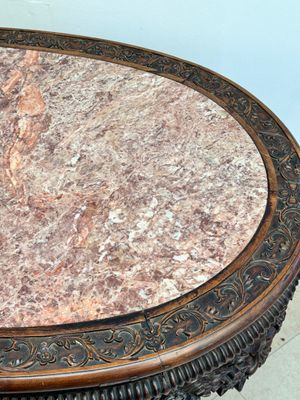 A Chinese finely carved hongmu marble top oval table, Canton, 19th C. — photo 4
