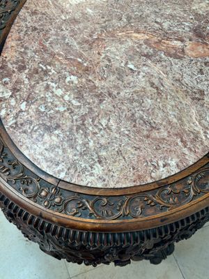 A Chinese finely carved hongmu marble top oval table, Canton, 19th C. — photo 5