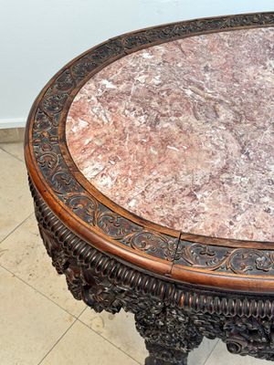 A Chinese finely carved hongmu marble top oval table, Canton, 19th C. — photo 6