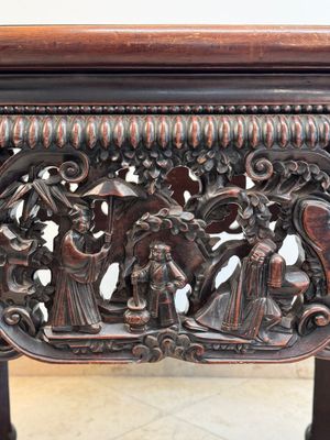 A Chinese finely carved hongmu marble top oval table, Canton, 19th C. — photo 8