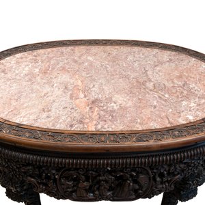 A Chinese finely carved hongmu marble top oval table, Canton, 19th C. — photo 18