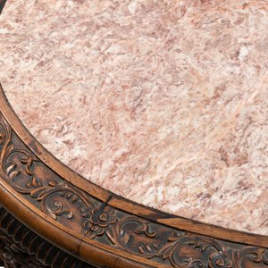 A Chinese finely carved hongmu marble top oval table, Canton, 19th C. — photo 20