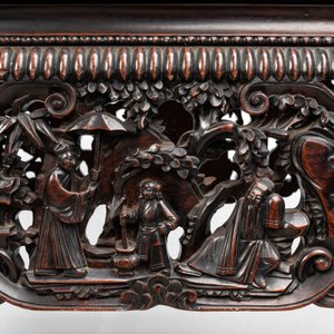 A Chinese finely carved hongmu marble top oval table, Canton, 19th C. — photo 3