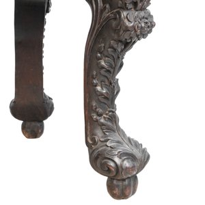 A Chinese finely carved hongmu marble top oval table, Canton, 19th C. — photo 7