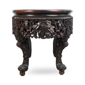 A Chinese finely carved hongmu marble top oval table, Canton, 19th C. — photo 10