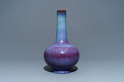 A Chinese flambé-glazed bottle vase, Kangxi mark, 19th C.