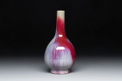 A Chinese flambé-glazed bottle vase, Qianlong mark, 19/20th C.