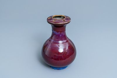 A Chinese flambé-glazed 'lotus pod-mouth' vase, 18/19th C.