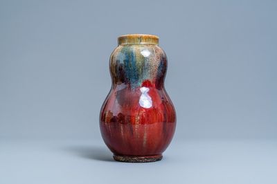 A Chinese flambé-glazed pear-shaped vase, 19th C.