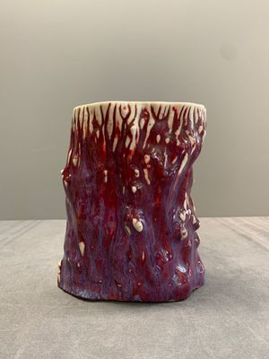 A Chinese flambé-glazed trunk-shaped brush pot, 19th C. — photo 1