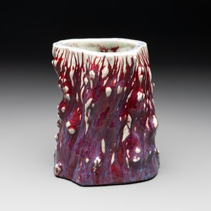 A Chinese flambé-glazed trunk-shaped brush pot, 19th C. — photo 1