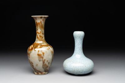 A Chinese flambé-glazed vase and a ge-type garlic-mouth vase, 19th C.