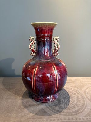A Chinese flambé-glazed vase with archaistic dragon handles, 19th C. — photo 3