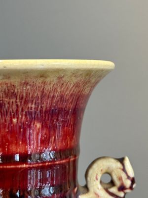 A Chinese flambé-glazed vase with archaistic dragon handles, 19th C. — photo 6