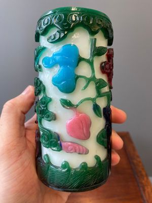 A Chinese four-coloured Peking glass brush pot, Qianlong — 照片 7