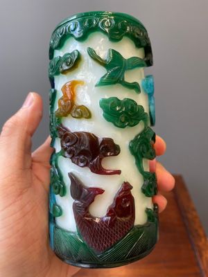 A Chinese four-coloured Peking glass brush pot, Qianlong — 照片 8