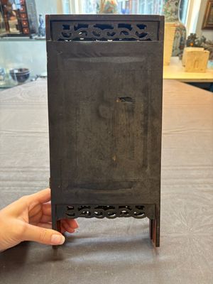 A Chinese four-fold wooden table screen with qianjian cai plaques, 20th C. — foto 11