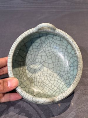 A Chinese ge-type censer with wooden stand and cover, Qianlong — foto 6