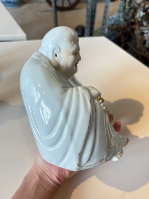 A Chinese gilt- and iron-red-decorated white-glazed Milefo Buddha, a famille rose vase and a brush pot, Qianlong and Xue Changseng 薛長森 mark, 20th C. — photo 18