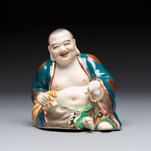 A Chinese gilt and polychrome-decorated Milefo Buddha, Fujian mark, 20th C. — photo 2