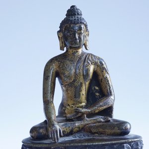 A Chinese gilt bronze Buddha and an ivory figure of a boy, 19th C. — photo 14