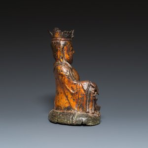A Chinese gilt bronze crowned Buddha, Ming — photo 4