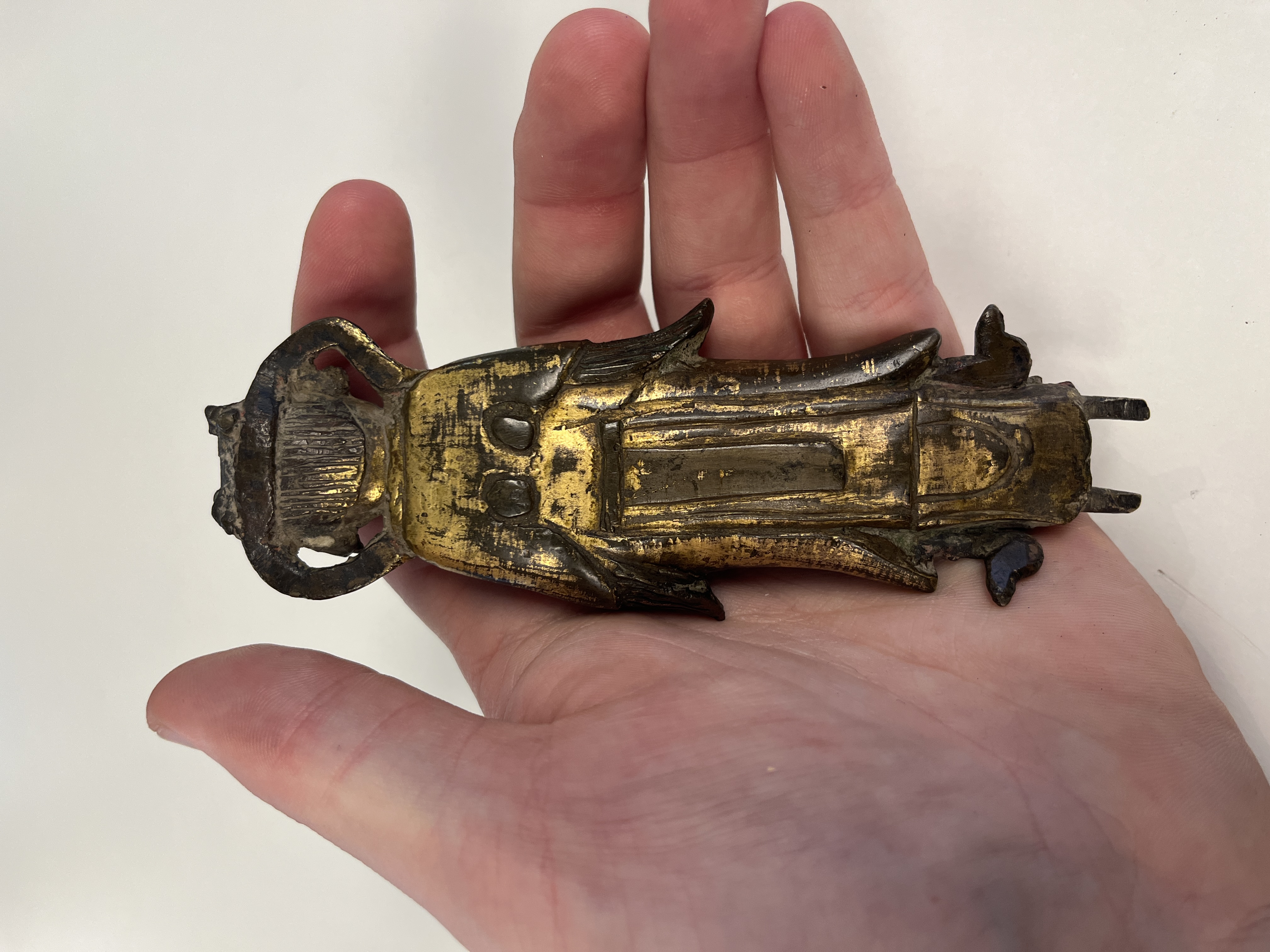A Chinese gilt-bronze figure of Longnu on a wooden stand — photo 4
