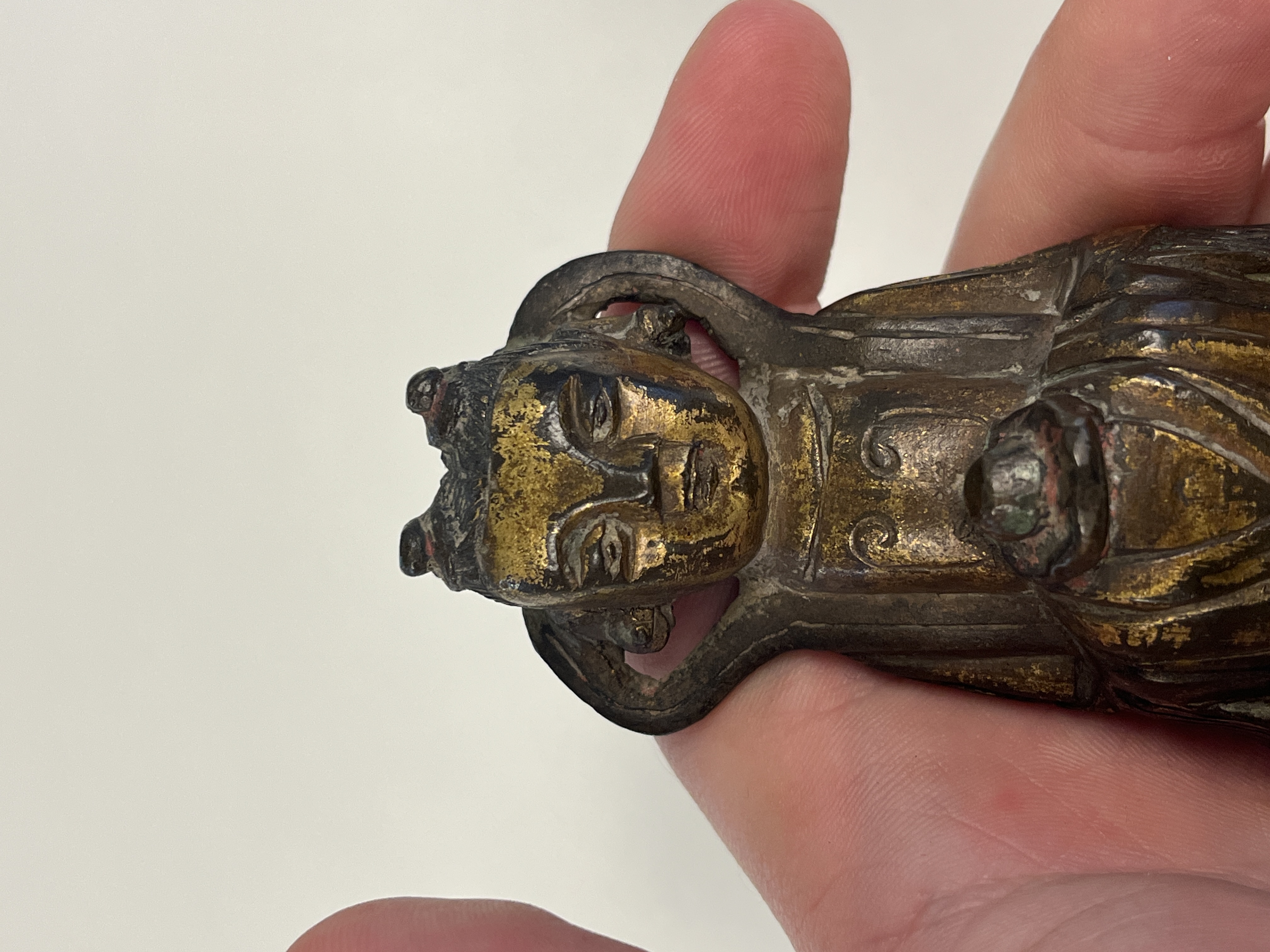 A Chinese gilt-bronze figure of Longnu on a wooden stand — photo 8