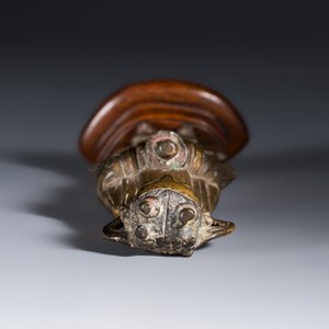 A Chinese gilt-bronze figure of Longnu on a wooden stand — photo 6