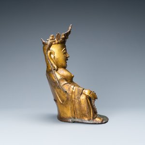 A Chinese gilt bronze figure of the seated Buddha, Ming — 照片 4