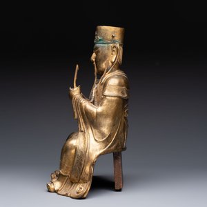 A Chinese gilt-bronze figure of Wenchang Wang, possibly Ming — 照片 3