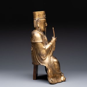 A Chinese gilt-bronze figure of Wenchang Wang, possibly Ming — 照片 5