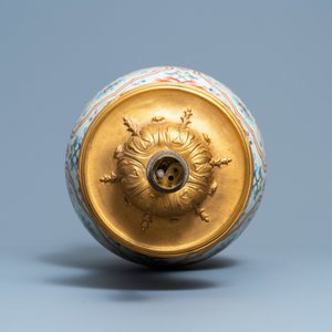 A Chinese gilt bronze lamp-mounted famille rose 'trigrams' vase, Yongzheng mark, Republic — photo 5