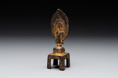 A Chinese gilt bronze standing Buddha in Northern Wei-style, 19th C.