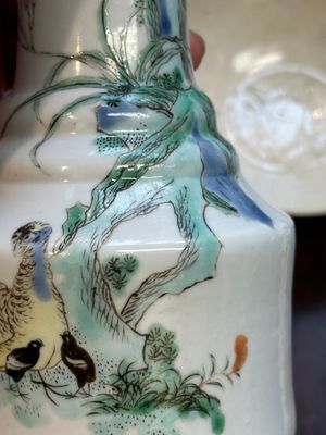A Chinese gilt-decorated coral-red-glazed brush pot, a famille verte vase and a ding-type bowl, Guangxu mark, Yuan and later — photo 23