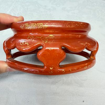 A Chinese gilt-decorated coral-red-glazed stand — photo 5