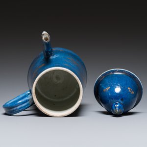 A Chinese gilt-decorated powder-blue coffeepot and cover, Kangxi — 照片 6