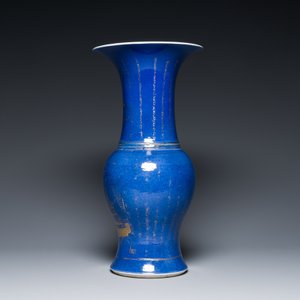 A Chinese gilt-decorated powder blue 'yenyen' vase, Kangxi — photo 4
