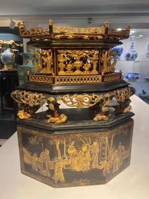 A Chinese gilt lacquer altar piece or 'chanab' for the Straits or Peranakan market, 19/20th C. — 照片 6
