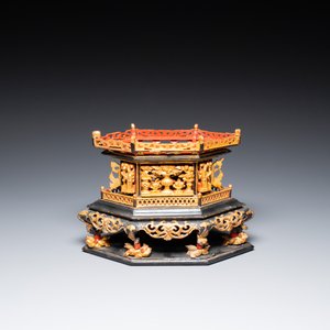 A Chinese gilt lacquer altar piece or 'chanab' for the Straits or Peranakan market, 19/20th C. — 照片 7