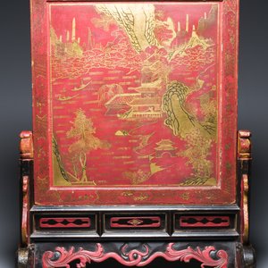 A Chinese gilt-lacquered and painted wooden table screen, Shanxi, 16/17th C. — 照片 3
