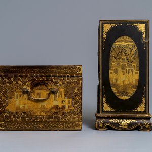 A Chinese gilt-lacquered cabinet and a box, Canton, 19th C. — 照片 5