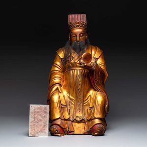 A Chinese gilt-lacquered figure of the star god Lu 祿, 19th C. — photo 1