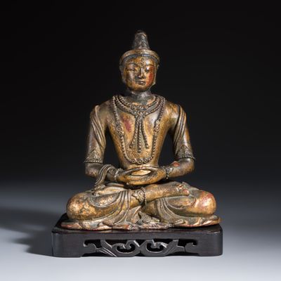 A Chinese gilt-lacquered wooden Bodhisattva , 18th C.