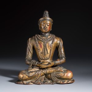 A Chinese gilt-lacquered wooden Bodhisattva  — photo 3