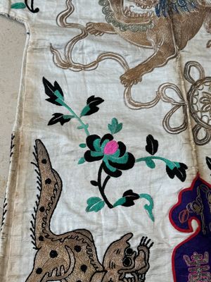 A Chinese gilt-metal embroidered silk 'animals' children's robe, 19/20th C. — photo 18
